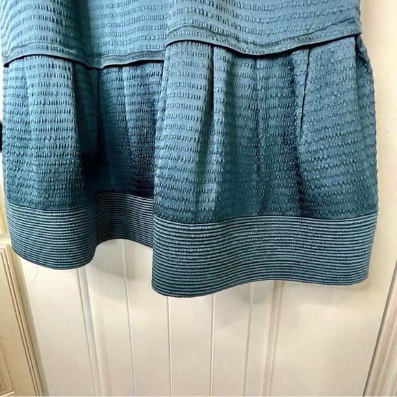 Lela Rose Silk Linen Textured Dark Teal Blue Short Sleeveless Mini Dress Size 6 - Picture 8 of 14